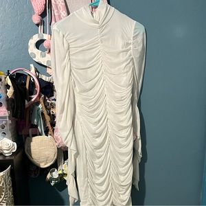 New clothes. Long white dress, crop top and long sleeve